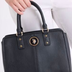 Solid Enamel Satchel Bag with Crossbody Strap