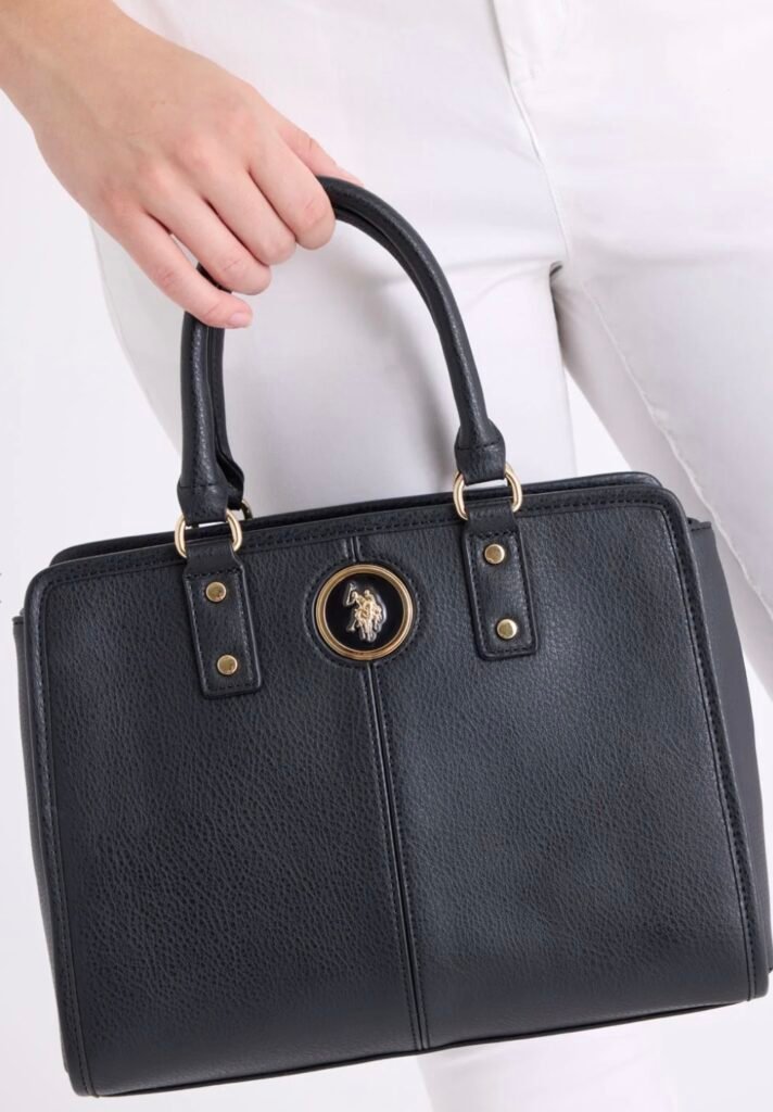 Solid Enamel Satchel Bag with Crossbody Strap